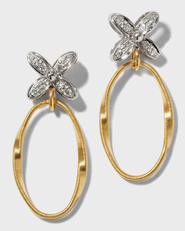 Marrakech Onde 18k Yellow and White Gold Stud Drop Earrings